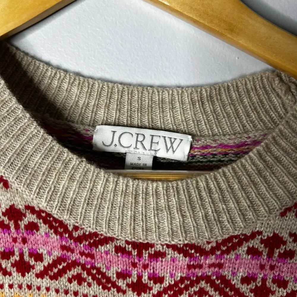 J. Crew Pink Fair Isle Crewneck Sweater